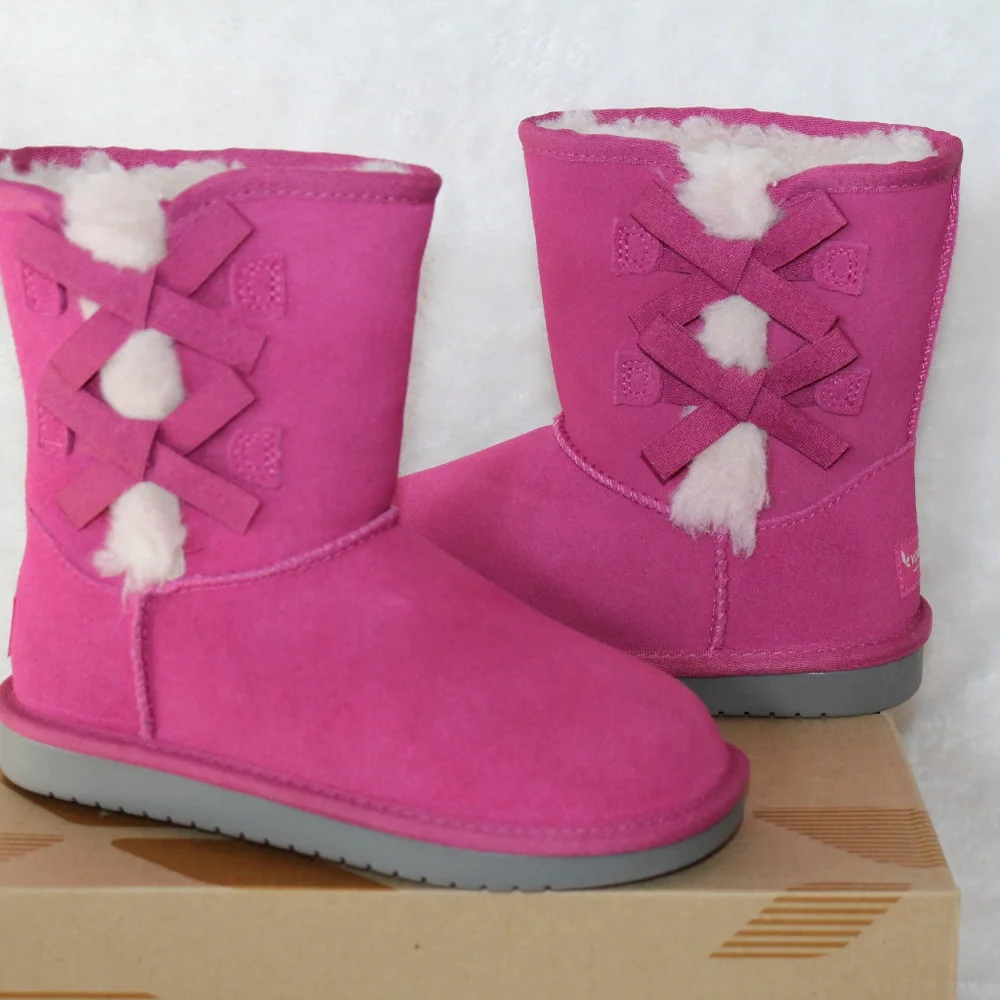 UGG‎ KOOLABURRA CLASSIC SUEDE FUR BOW BOOTS PINK
